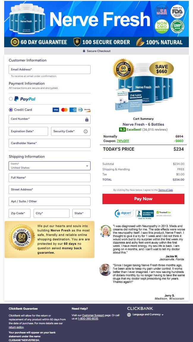 Nerve Fresh Official Website Secure Order Page